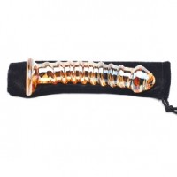 Glass Dildo Golden Color Textured